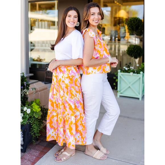 MICHELLE MCDOWELL Sadie Spring Blooms Orange 2pc Set, Size Medium - Picture 6 of 16